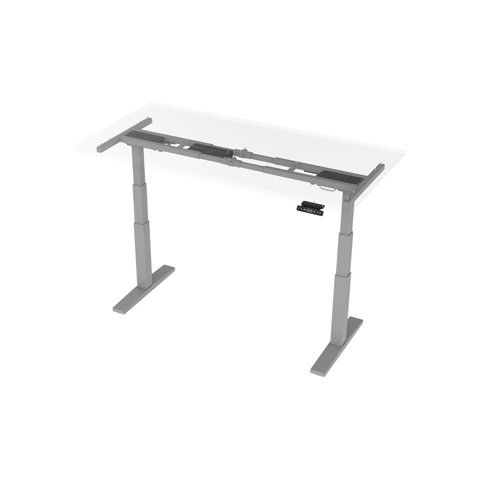 Height Adjustable Electric 2 Leg Table Base by Systematix, showcasing its sleek design and adjustable height features.