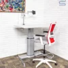 rgonomic task chair and pneumatic sit-stand desk bundle with a modern design, featuring a monitor mount.