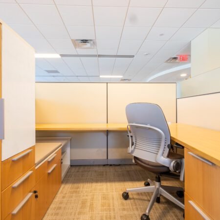 Herman Miller Canvas Cubicle with fabric panels, versatile wedge worksurface, and interactive whiteboard doors for an organized, private workspace.