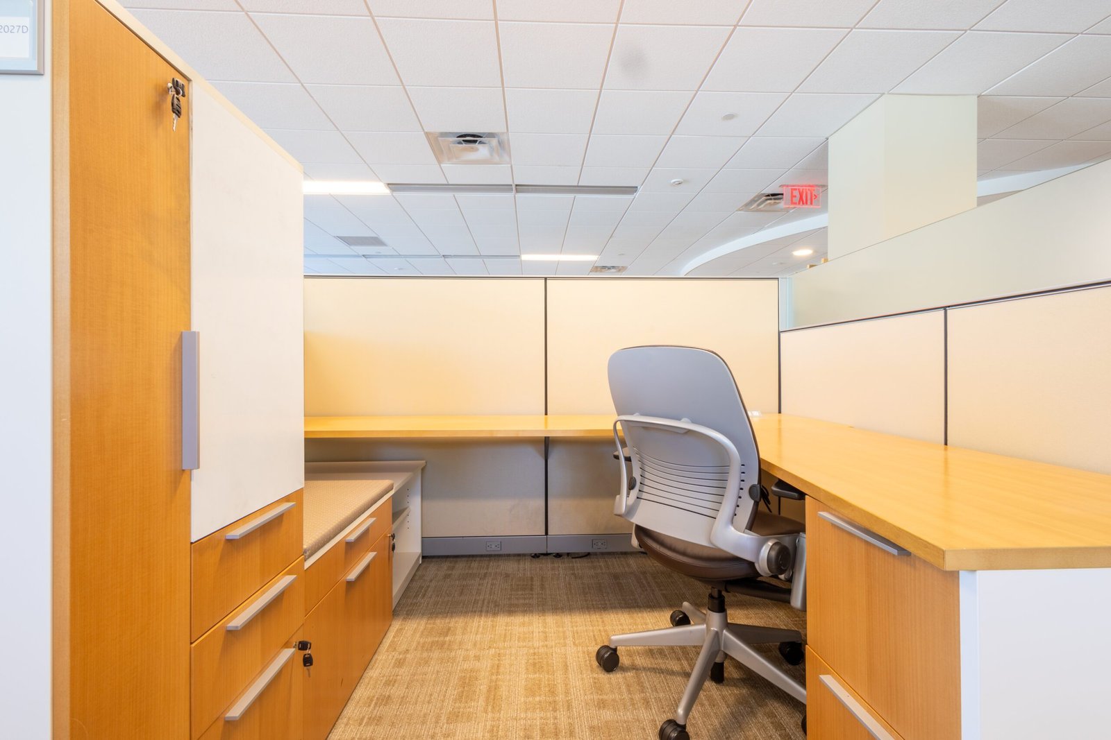 Herman Miller Canvas Cubicle with fabric panels, versatile wedge worksurface, and interactive whiteboard doors for an organized, private workspace.